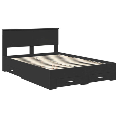 vidaXL Bettrahmen mit Kopfteil Schwarz 140 x 190 cm Holzwerkstoff