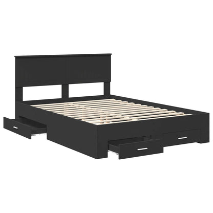 vidaXL Bettrahmen mit Kopfteil Schwarz 140 x 190 cm Holzwerkstoff