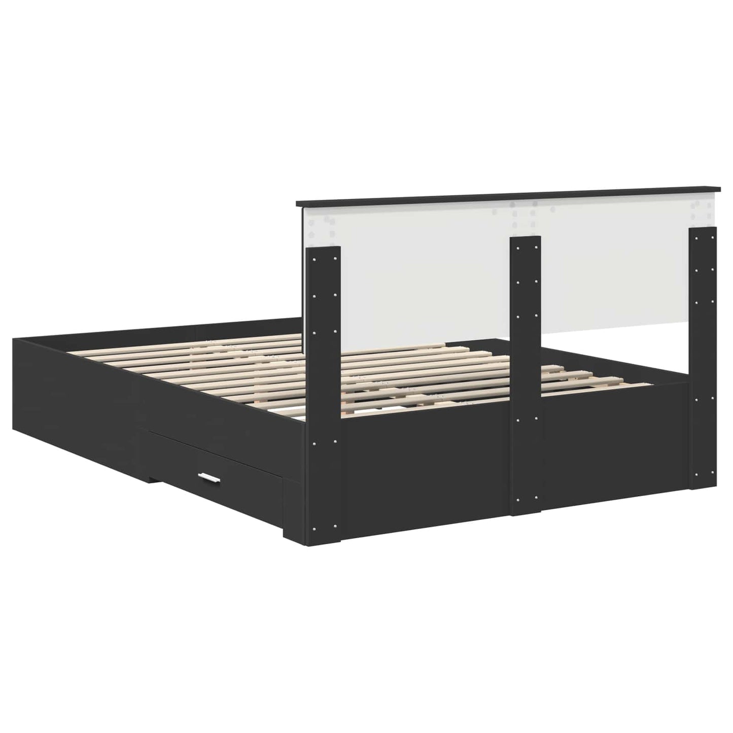 vidaXL Bettrahmen mit Kopfteil Schwarz 140 x 190 cm Holzwerkstoff