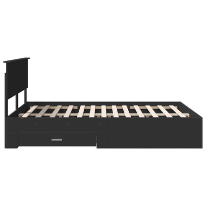 vidaXL Bettrahmen mit Kopfteil Schwarz 140 x 190 cm Holzwerkstoff