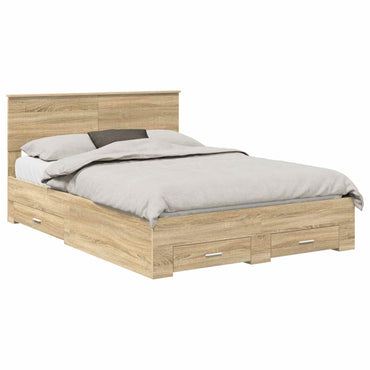 vidaXL Bettrahmen mit Kopfteil Sonoma-Eiche 140 x 190 cm Holzwerkstoff