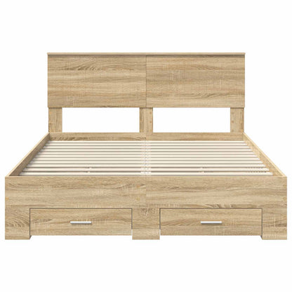 vidaXL Bettrahmen mit Kopfteil Sonoma-Eiche 140 x 190 cm Holzwerkstoff