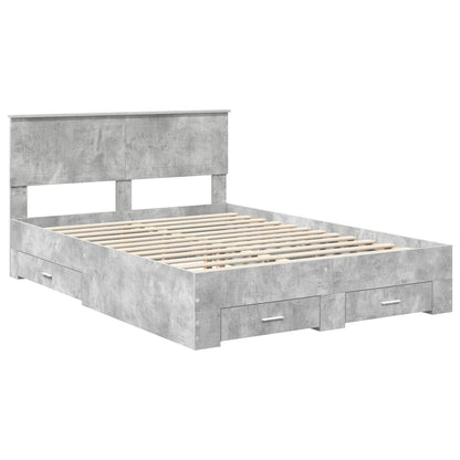 vidaXL Cadre de lit avec tête de lit Gris béton 140 x 190 cm Aggloméré