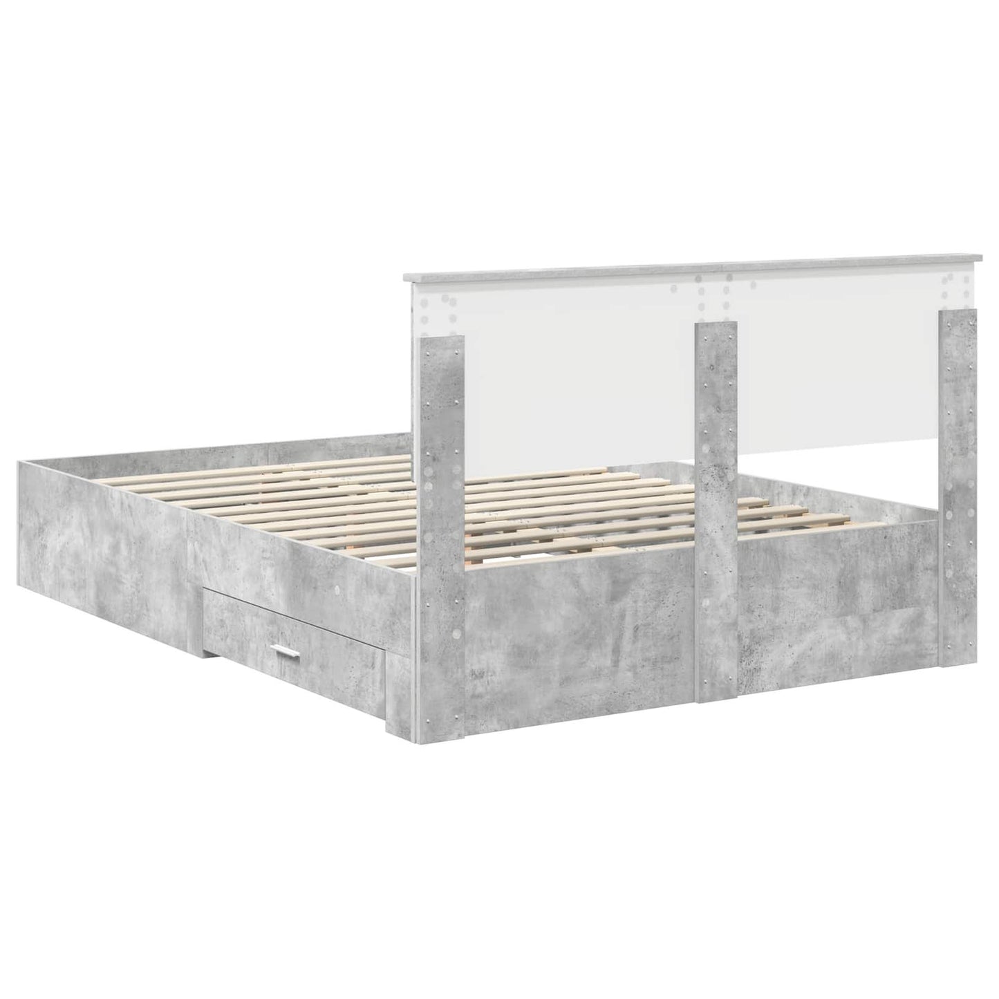vidaXL Cadre de lit avec tête de lit Gris béton 140 x 190 cm Aggloméré