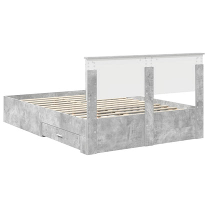 vidaXL Cadre de lit avec tête de lit Gris béton 140 x 190 cm Aggloméré