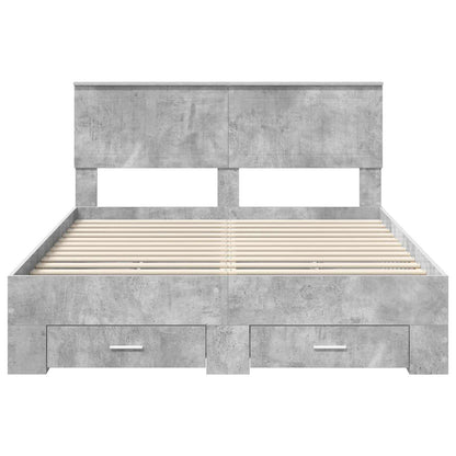 vidaXL Cadre de lit avec tête de lit Gris béton 140 x 190 cm Aggloméré
