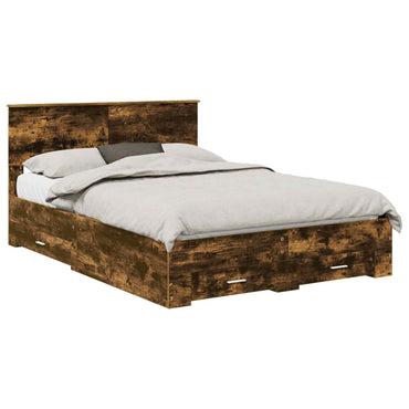 vidaXL Bettrahmen Geräucherte Eiche 140 x 190 cm Holzwerkstoff