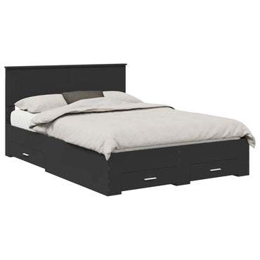 vidaXL Bettrahmen mit Kopfteil Schwarz 135 x 190 cm Holzwerkstoff