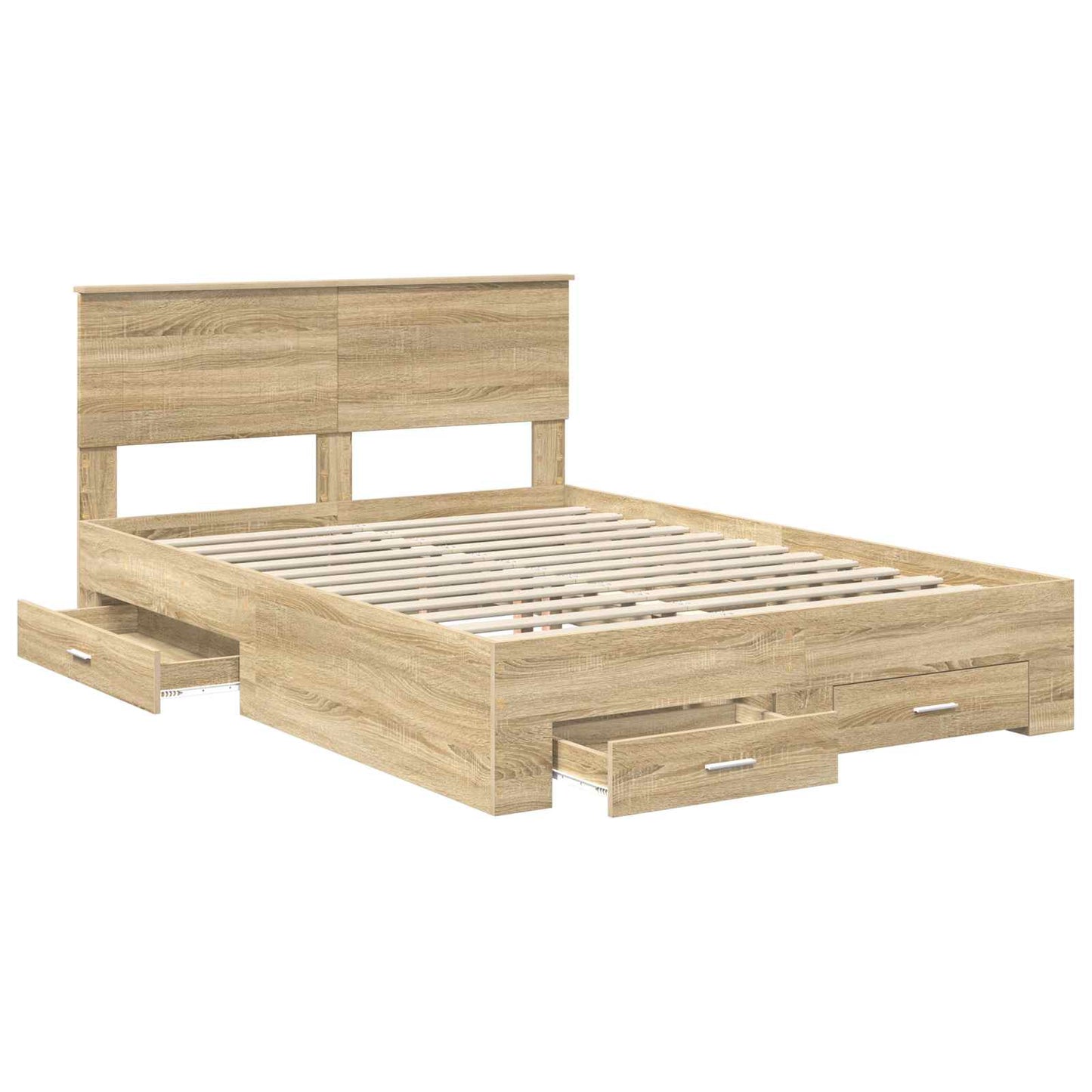 vidaXL Bettrahmen mit Kopfteil Sonoma-Eiche 135 x 190 cm Holzwerkstoff