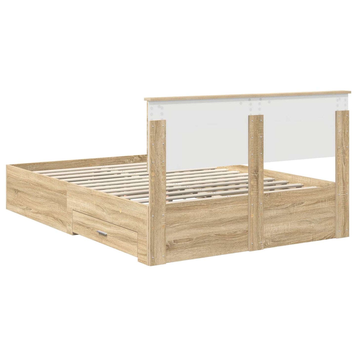 vidaXL Bettrahmen mit Kopfteil Sonoma-Eiche 135 x 190 cm Holzwerkstoff