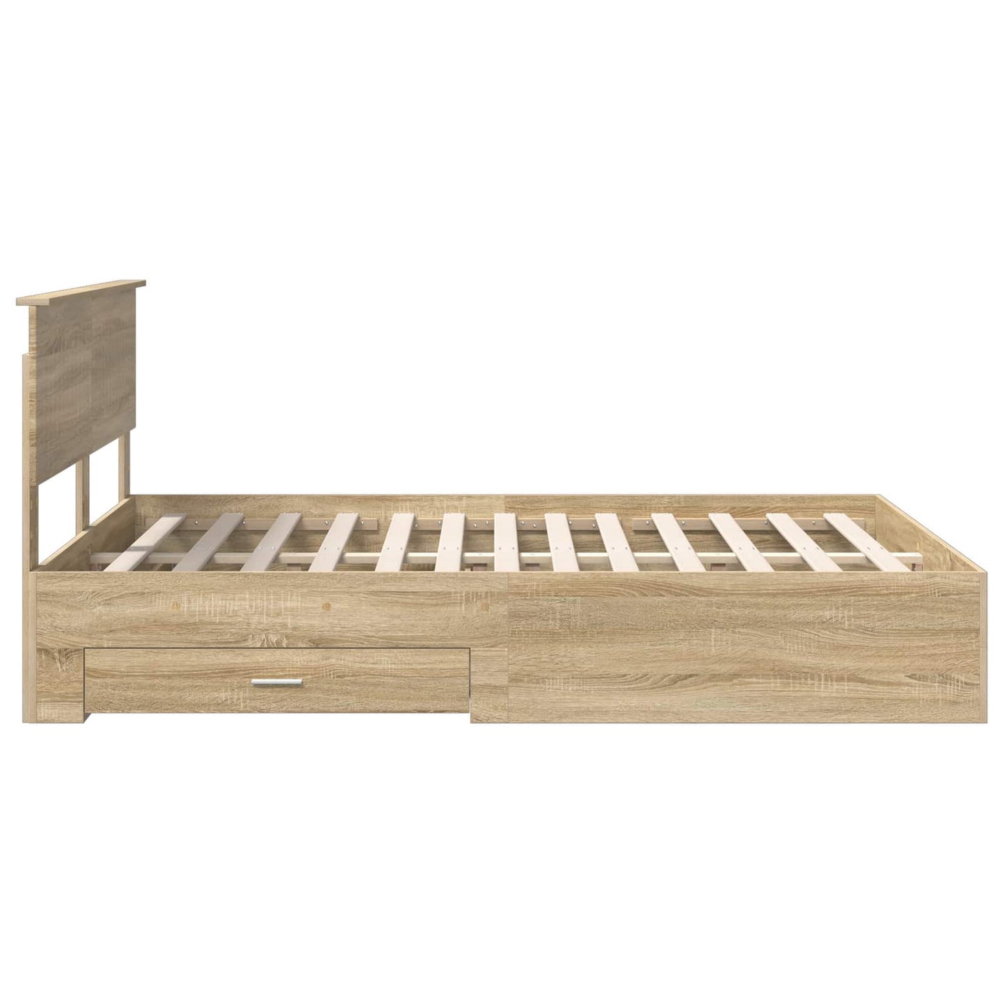 vidaXL Bettrahmen mit Kopfteil Sonoma-Eiche 135 x 190 cm Holzwerkstoff