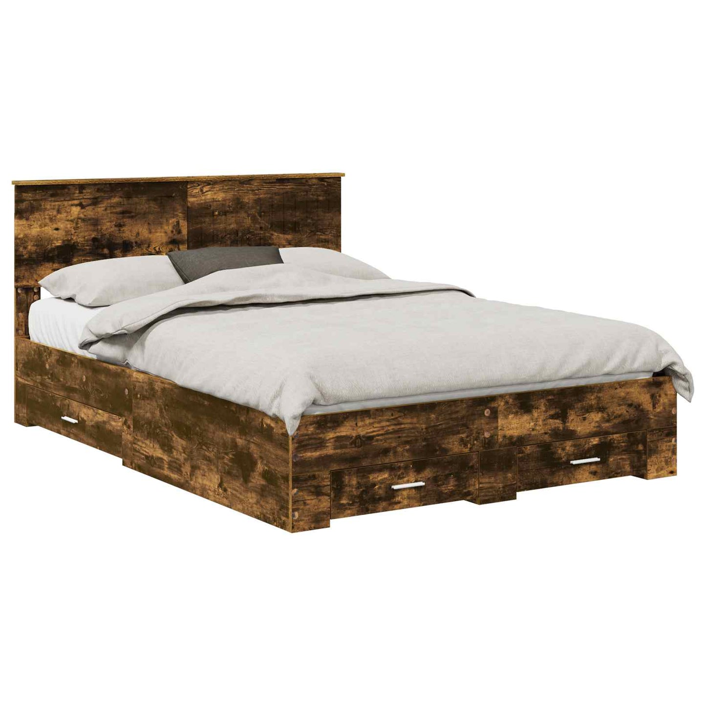 vidaXL Bettrahmen Geräucherte Eiche 135 x 190 cm Holzwerkstoff