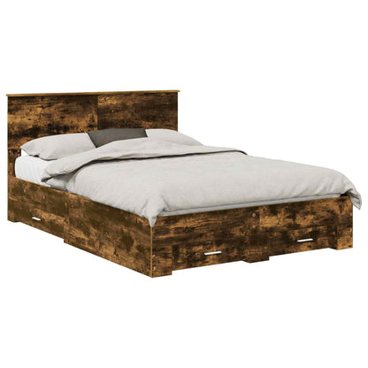vidaXL Bettrahmen Geräucherte Eiche 135 x 190 cm Holzwerkstoff