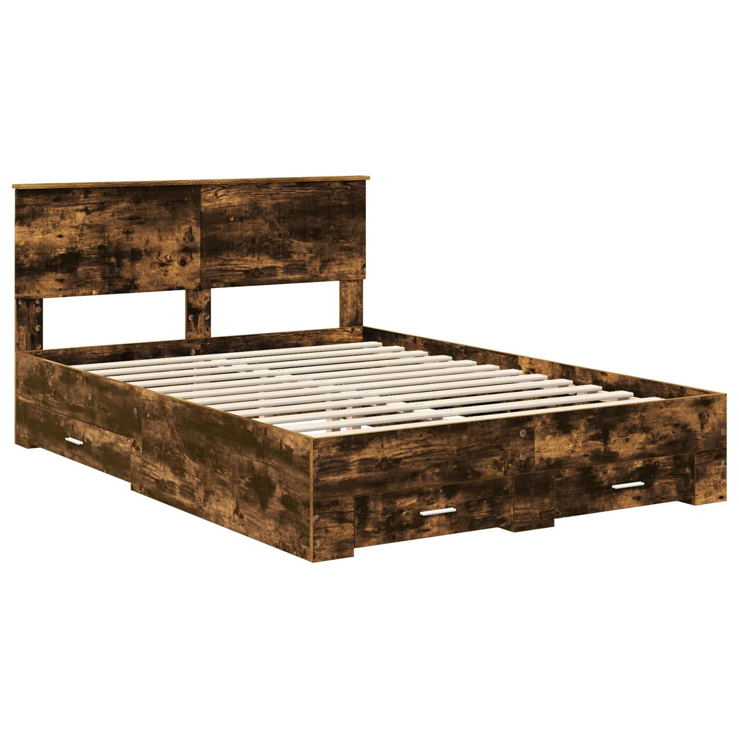 vidaXL Bettrahmen Geräucherte Eiche 135 x 190 cm Holzwerkstoff