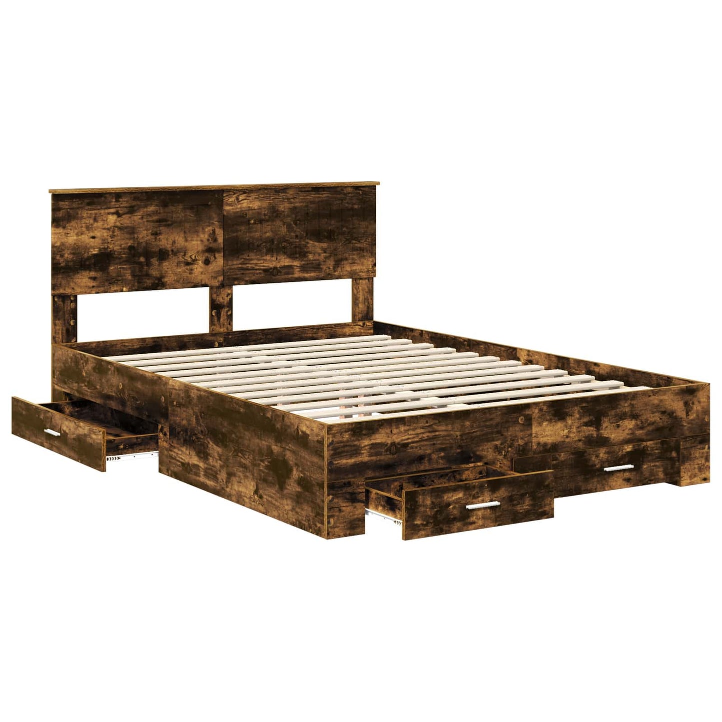 vidaXL Bettrahmen Geräucherte Eiche 135 x 190 cm Holzwerkstoff