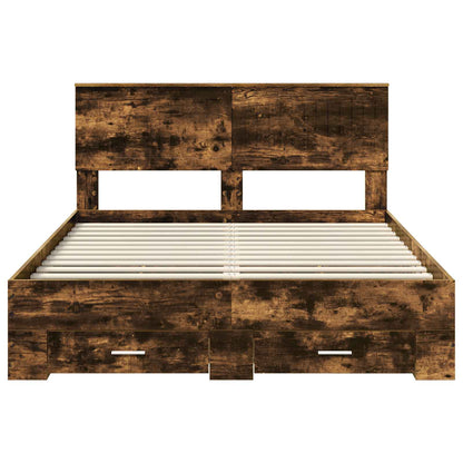vidaXL Bettrahmen Geräucherte Eiche 135 x 190 cm Holzwerkstoff