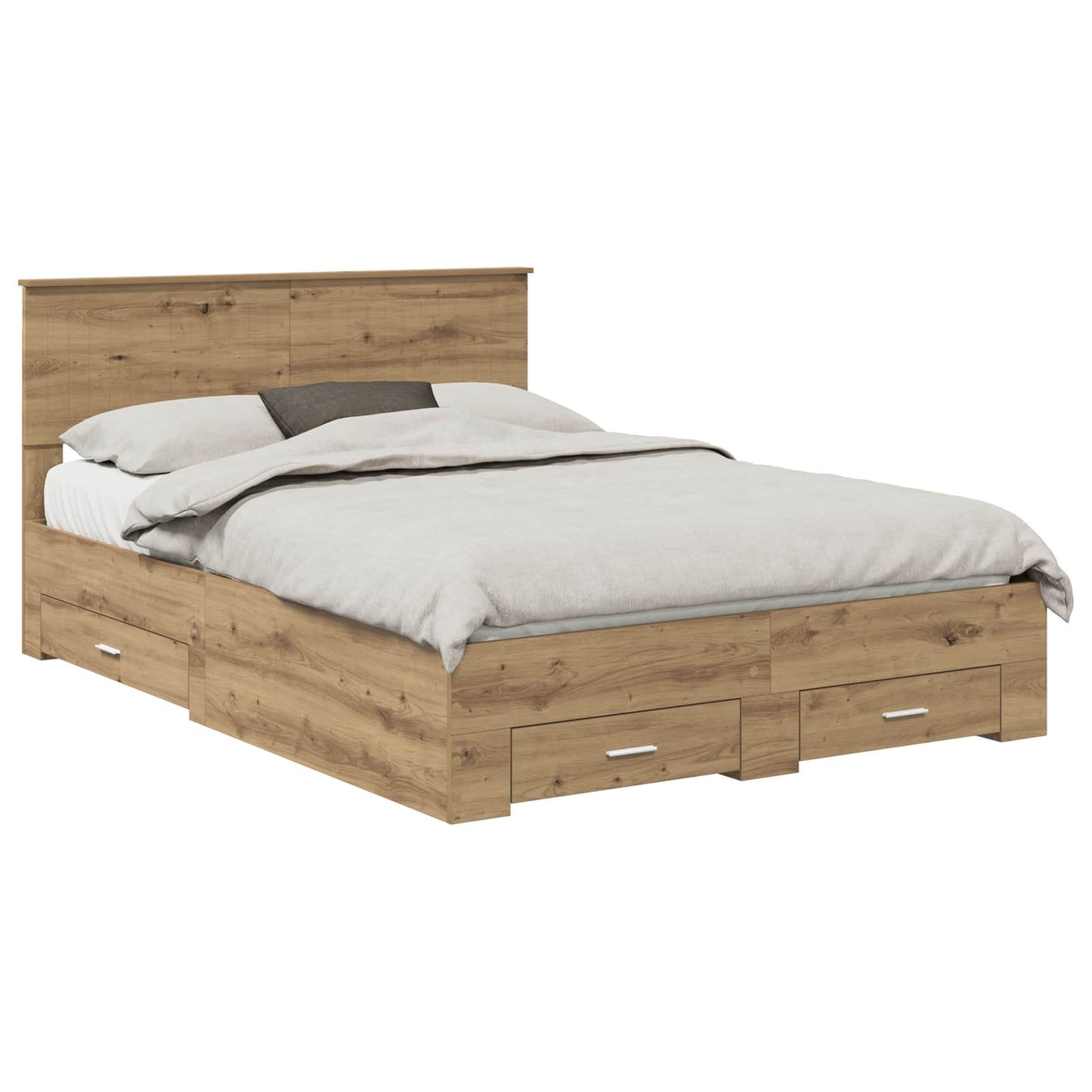 vidaXL Bettrahmen Artisan-Eiche 135 x 190 cm Holzwerkstoff