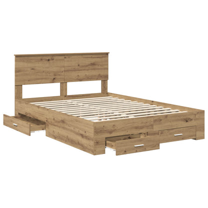 vidaXL Bettrahmen Artisan-Eiche 135 x 190 cm Holzwerkstoff
