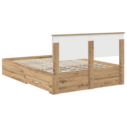 vidaXL Bettrahmen Artisan-Eiche 135 x 190 cm Holzwerkstoff