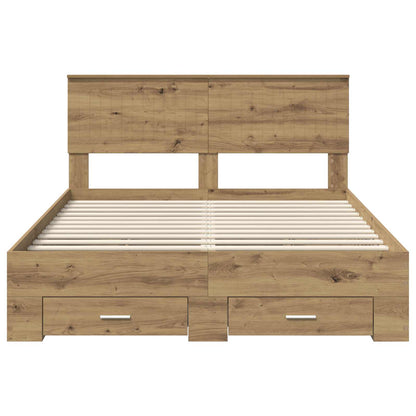 vidaXL Bettrahmen Artisan-Eiche 135 x 190 cm Holzwerkstoff