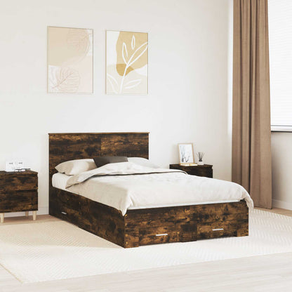 vidaXL Bettrahmen Geräucherte Eiche 120 x 200 cm Holzwerkstoff