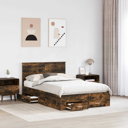 vidaXL Bettrahmen Geräucherte Eiche 120 x 200 cm Holzwerkstoff