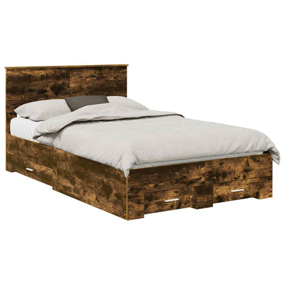 vidaXL Bettrahmen Geräucherte Eiche 120 x 200 cm Holzwerkstoff
