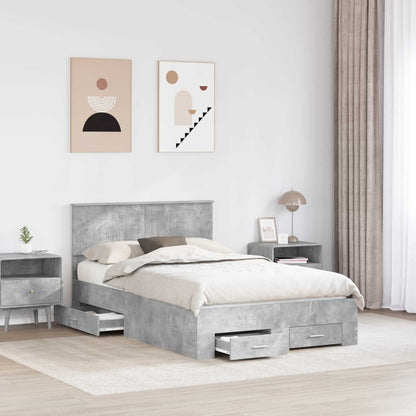 vidaXL Bettrahmen mit Kopfteil Beton Grau 120 x 190 cm Holzwerkstoff