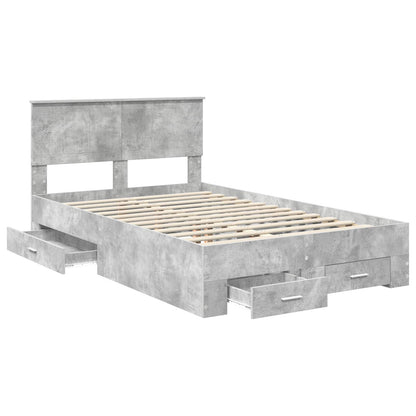 vidaXL Bettrahmen mit Kopfteil Beton Grau 120 x 190 cm Holzwerkstoff