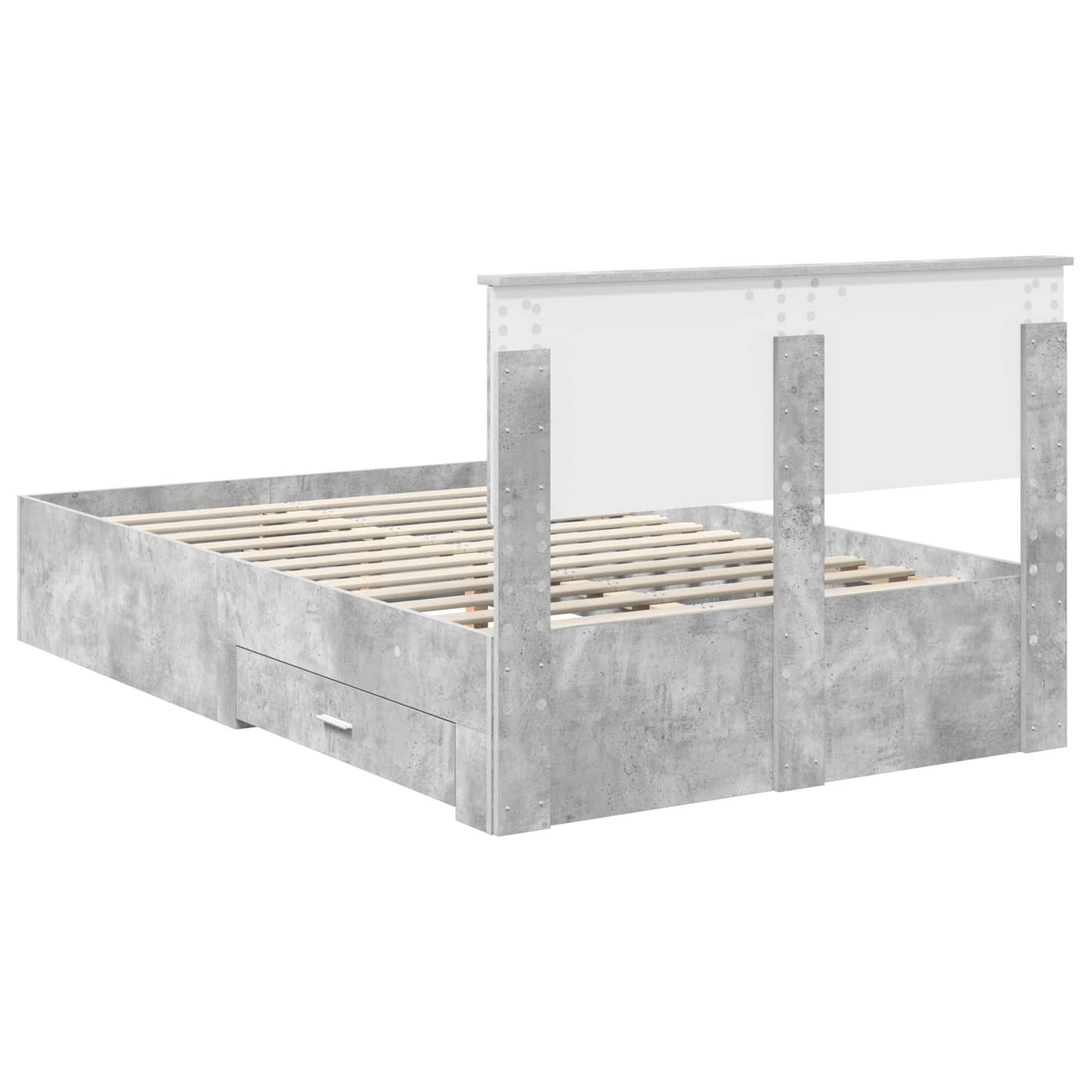 vidaXL Bettrahmen mit Kopfteil Beton Grau 120 x 190 cm Holzwerkstoff