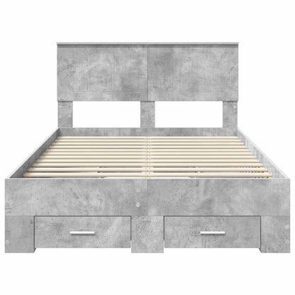 vidaXL Bettrahmen mit Kopfteil Beton Grau 120 x 190 cm Holzwerkstoff