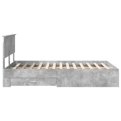 vidaXL Bettrahmen mit Kopfteil Beton Grau 120 x 190 cm Holzwerkstoff