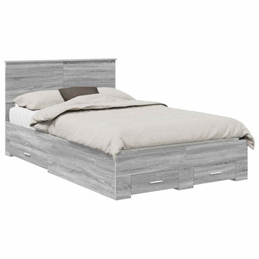 vidaXL Bettrahmen Graues Sonoma 120 x 190 cm Holzwerkstoff