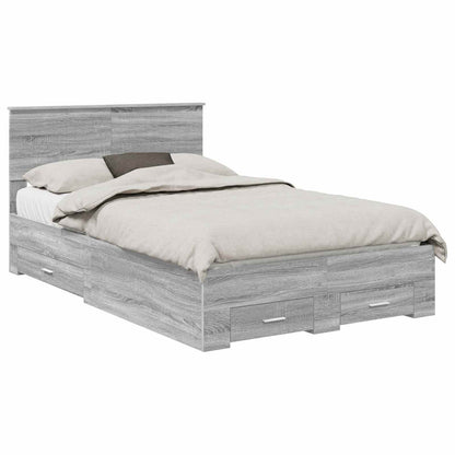 vidaXL Bettrahmen Graues Sonoma 120 x 190 cm Holzwerkstoff