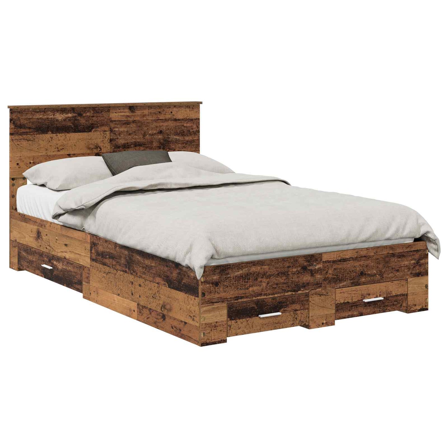 vidaXL Bettrahmen mit Kopfteil Altholz 120 x 190 cm Holzwerkstoff