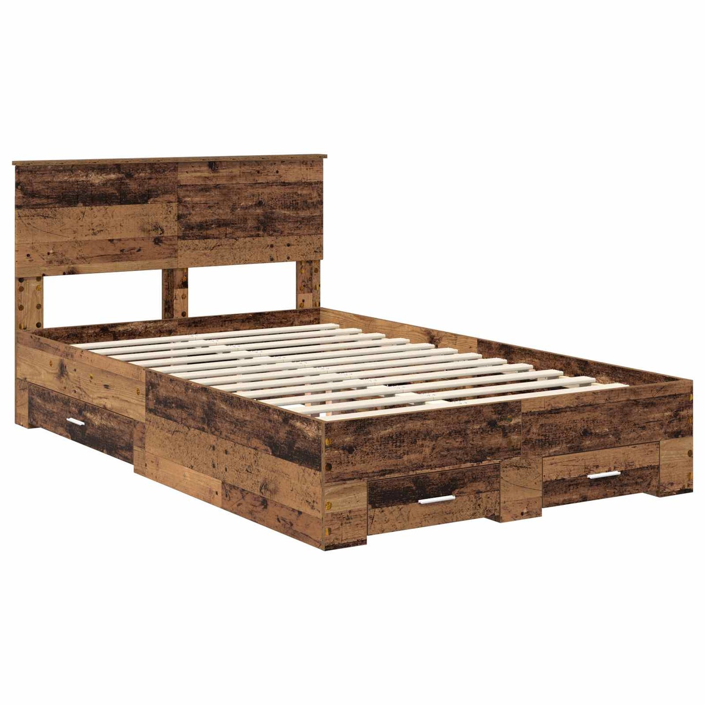 vidaXL Bettrahmen mit Kopfteil Altholz 120 x 190 cm Holzwerkstoff