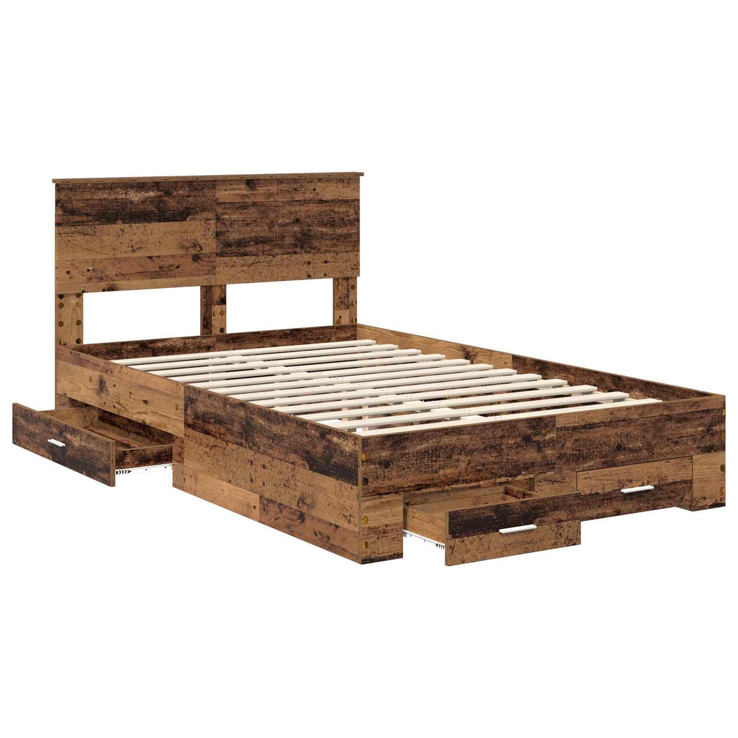 vidaXL Bettrahmen mit Kopfteil Altholz 120 x 190 cm Holzwerkstoff