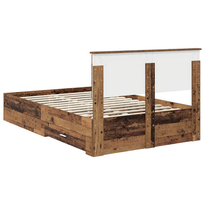 vidaXL Bettrahmen mit Kopfteil Altholz 120 x 190 cm Holzwerkstoff