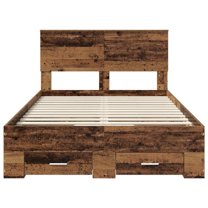 vidaXL Bettrahmen mit Kopfteil Altholz 120 x 190 cm Holzwerkstoff