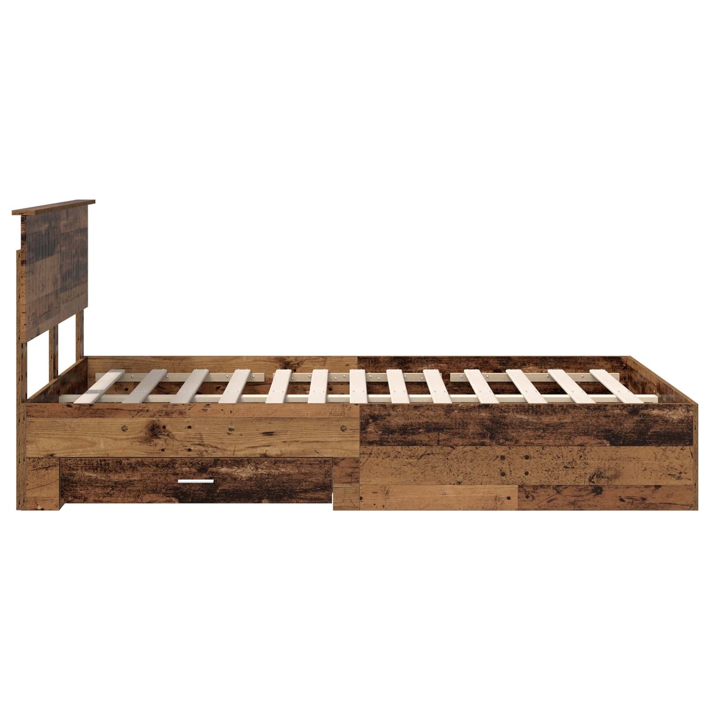vidaXL Bettrahmen mit Kopfteil Altholz 120 x 190 cm Holzwerkstoff