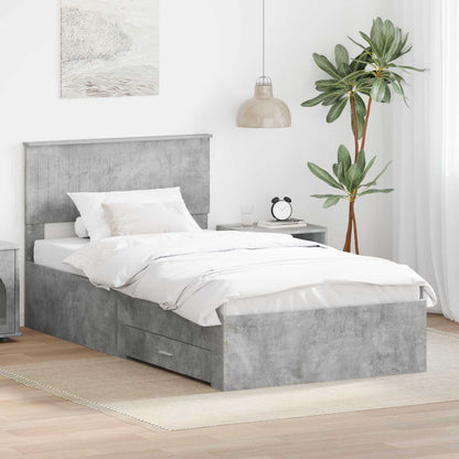 vidaXL Bettrahmen mit Kopfteil Beton Grau 100 x 200 cm Holzwerkstoff