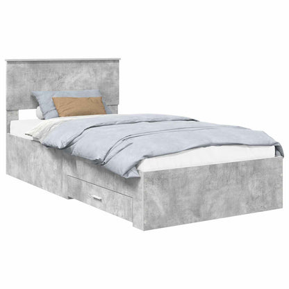 vidaXL Bettrahmen mit Kopfteil Beton Grau 100 x 200 cm Holzwerkstoff