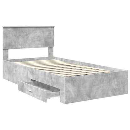 vidaXL Bettrahmen mit Kopfteil Beton Grau 100 x 200 cm Holzwerkstoff