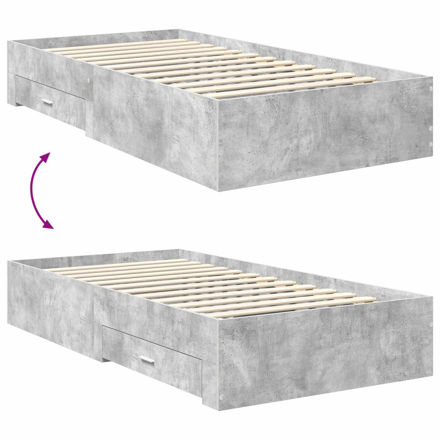 vidaXL Bettrahmen mit Kopfteil Beton Grau 100 x 200 cm Holzwerkstoff