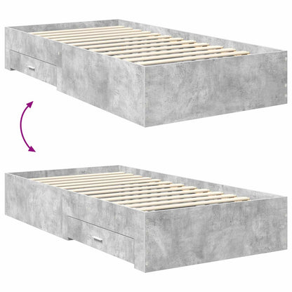vidaXL Bettrahmen mit Kopfteil Beton Grau 100 x 200 cm Holzwerkstoff