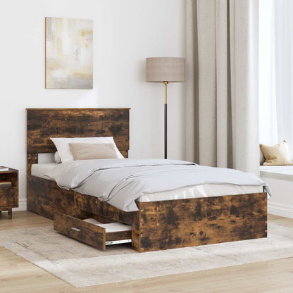 vidaXL Bettrahmen Geräucherte Eiche 100 x 200 cm Holzwerkstoff