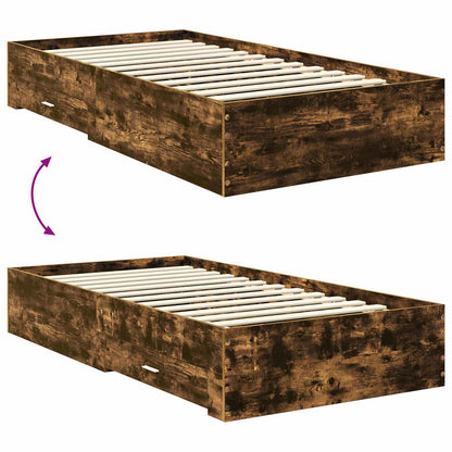 vidaXL Bettrahmen Geräucherte Eiche 100 x 200 cm Holzwerkstoff