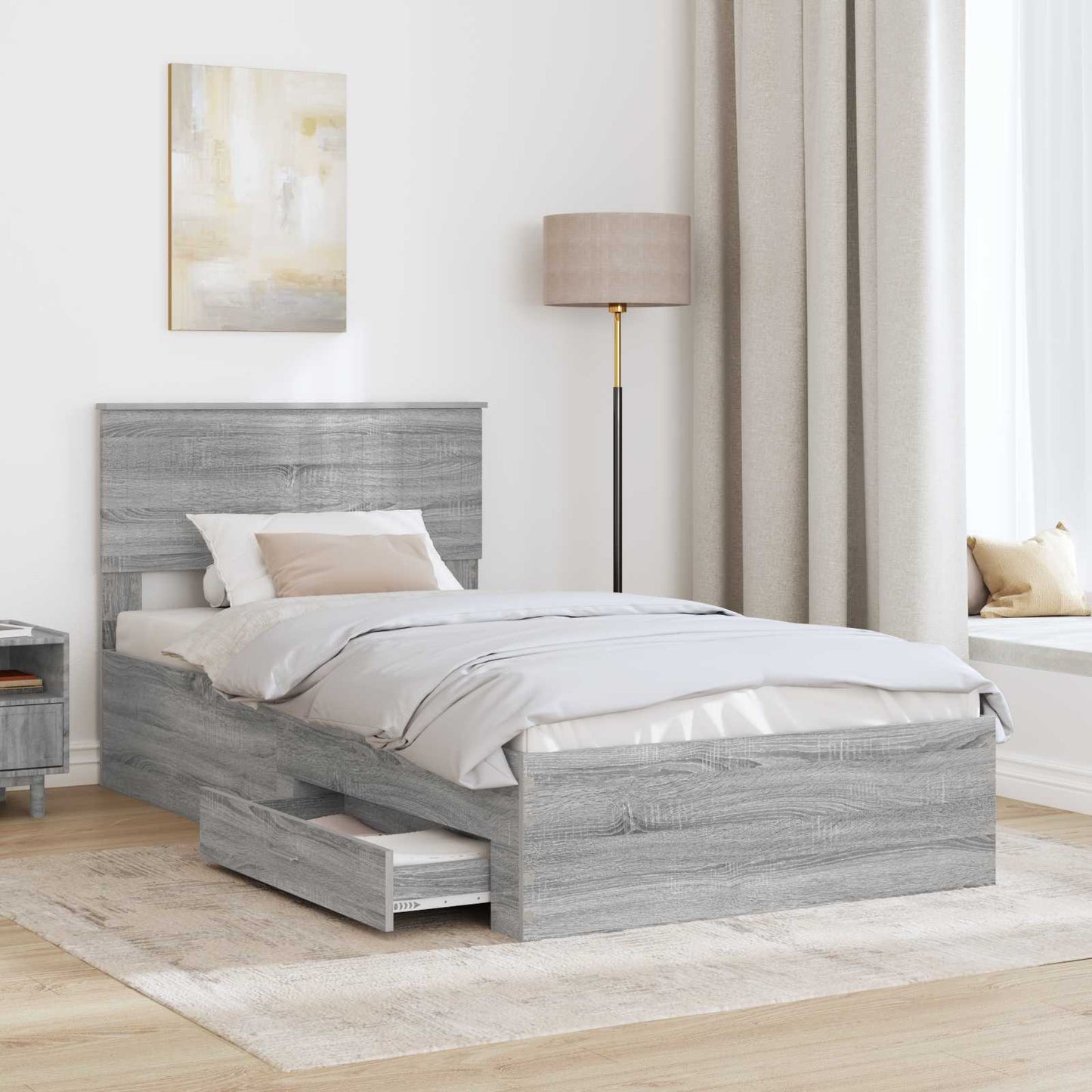 vidaXL Cadre de lit Gris Sonoma 100 x 200 cm Bois d'ingénierie
