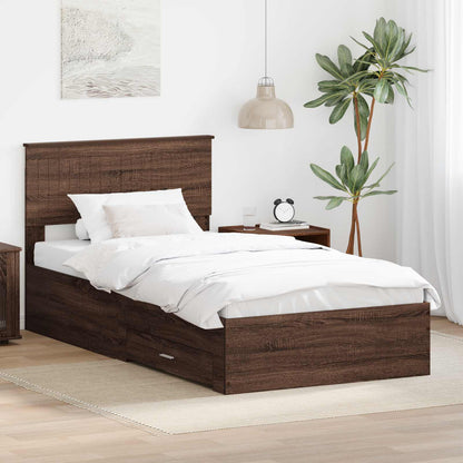 vidaXL Bettrahmen Braune Eiche und Silber 100 x 200 cm Holzwerkstoff