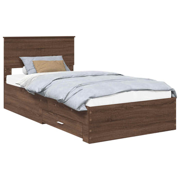 vidaXL Bettrahmen Braune Eiche und Silber 100 x 200 cm Holzwerkstoff